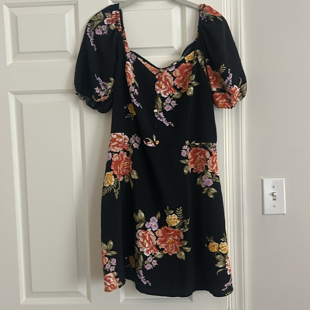 Black floral dress - size 8